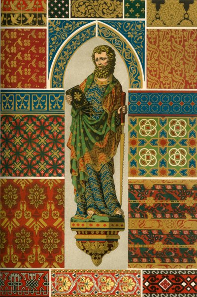 Middelalderveving, broderi, emalje og malt skulptur, 1898. av Unbekannt