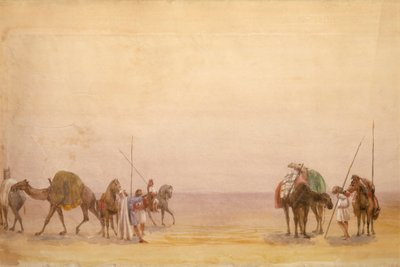 Menn med kameler og hester, en del av London til Hong Kong Panorama av Unbekannt