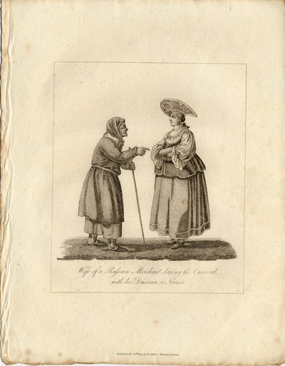 Kjøpmanns kone med sykepleier under Fasching, 1833 av Unbekannt