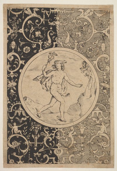 Kvikksølv i en dekorativ ramme med grotesker, ca. 1600-1630. av Unbekannt