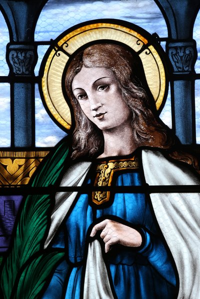 Mezilles kirke. Glassmaleri. Sainte Eliane. Frankrike av Unbekannt