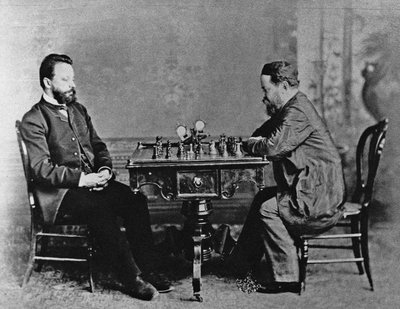 Mikhail Chigorin 1850-1908 og William Steinitz 1836-1900 i Havanna, 1880, 1880 av Unbekannt