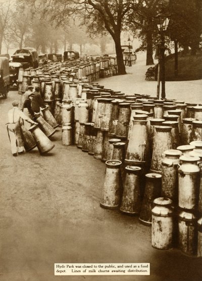 Melk kjerner i Hyde Park under General Strike, London, 1926, 1935. av Unbekannt
