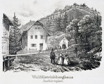Saltgruve: Wolfdietrich-bygningen og utgangen fra gruven, i Durrnberg, Østerrike av Unbekannt