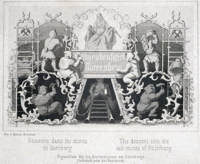 Saltgruve: Nedstigningen til saltgruvene i Durrnberg, Østerrike, rundt 1850 av Unbekannt