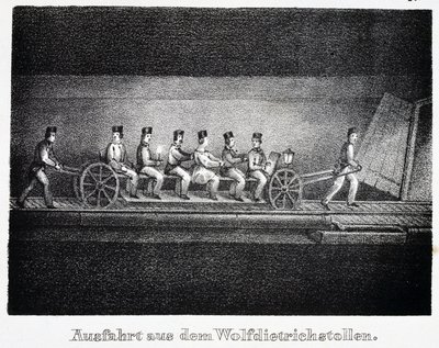 Saltgruve: transport i Wolfdietrich-tunnelen, i Durrnberg, Østerrike av Unbekannt