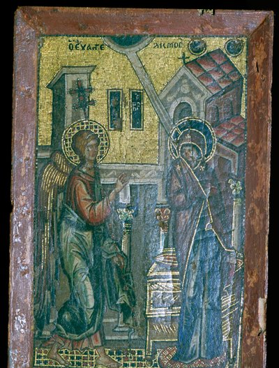 Miniatyr bysantinsk mosaikk av kunngjøringen, 1300-tallet av Unbekannt