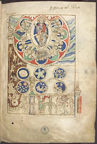 Miniatyr Begynnelsen på skapelsen av Gud fra Liber Scivias av Hildegard av Bingen, ca 1220 av Unbekannt