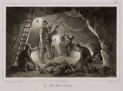 Gruvedrift, Metal Ores Miners, Tyskland, ca 1851 av Unbekannt