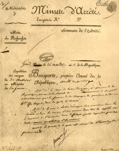 Ministerordre om emnet La Tour dAuvergne, 15. juli 1803, 1921. av Unbekannt