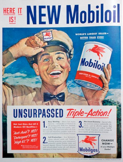 Mobiloil motoroljeannonse, 1949 av Unbekannt