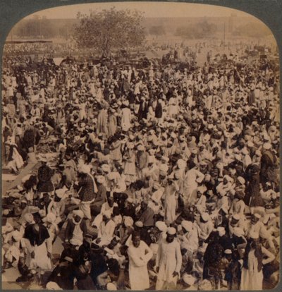 Muhammedanere på fastedagen utenfor Jumma-moskeen, ser sørover, Delhi, India, 1903 av Unbekannt