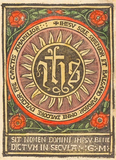 Monogram JHS i en flammende sirkel, ca. 1500. av Unbekannt