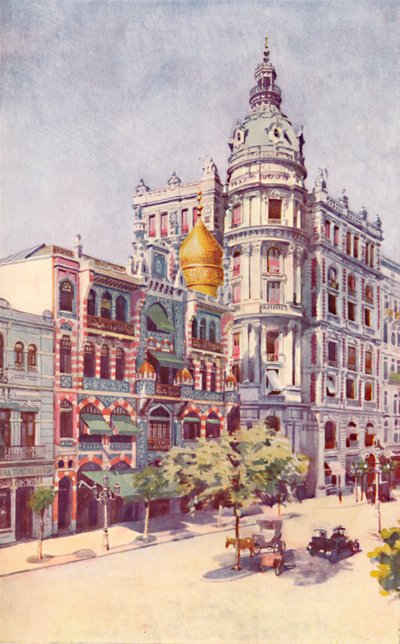 maurisk bygning og mr. Guinles kontorer, Avenida Rio Branco, 1914 av Unbekannt