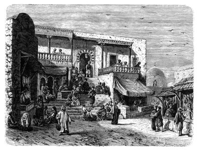 maurisk kaffehus på Sidi Bou Said, Tunis, c1890 av Unbekannt