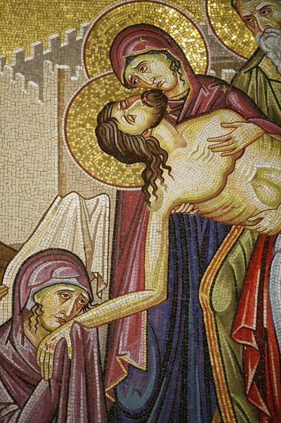 Mosaikk av Kristi død ved Den hellige gravs kirke, Jerusalem, Israel av Unbekannt