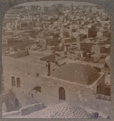 Det muslimske kvarteret i Jerusalem, fra den engelske skolen, ca 1900 av Unbekannt