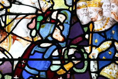 Moulins katedral. Glassmaleri. Korstog. Saint Louis og tornekronen, 20160603, Moulins, Europa av Unbekannt