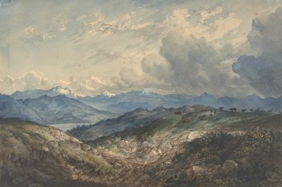 Fjelllandskap med tordenvær som nærmer seg, 1800-tallet. av Unbekannt