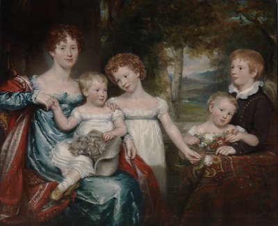 Mrs. Hawkins og familie, ca. 1818-1820. av Unbekannt