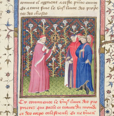 Ms 251 f.135r Fem menn, en holder en armillarkule, fra 