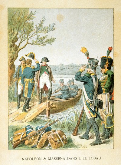 Napoleon og Massena på øya Lobau, mai 1809, 1800-tallet av Unbekannt