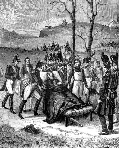 Napoleon løp mot Duroc, som fortsatt levde, 1813 1882-1884 av Unbekannt