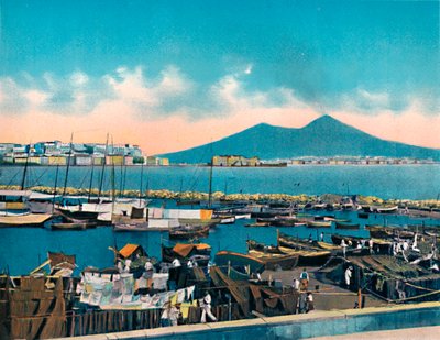 Napoli - Mergellina With Vesuvius, Mergellina With Vesuvius, c1900. av Unbekannt