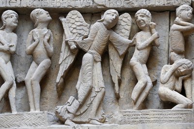 Nasjonalmuseet for franske monumenter. Saint Lazare-katedralen, Autun. Vestlig fasade. Den siste dommen. Cast. Nærbilde, Paris, Frankrike av Unbekannt