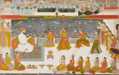 Nawab og damer ser på en nautch på en terrasse, 1760 av Unbekannt