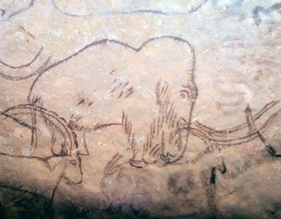 Neolittisk hulemaleri av mammut og steinbukker av Unbekannt