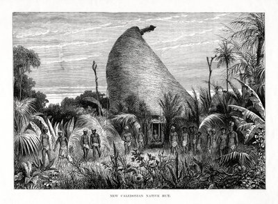New Caledonian Native Hut, sørvest i Stillehavet, 1877 av Unbekannt