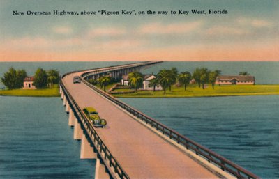 New Overseas Highway, over Pigeon Key, til Key West, Florida, ca. 1940-tallet av Unbekannt