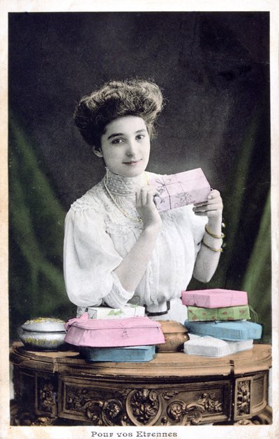 Nyttårsgave, fransk postkort, c1900 av Unbekannt