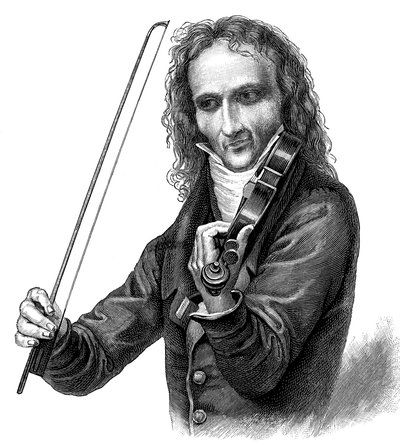 Niccolò Paganini , italiensk fiolinist, fiolinist og komponist, 1830-årene. av Unbekannt