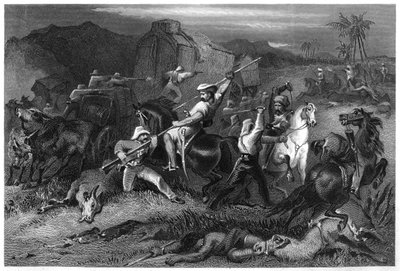 Nattsortering og angrep på bagasjevogner, 1857, c1860 av Unbekannt