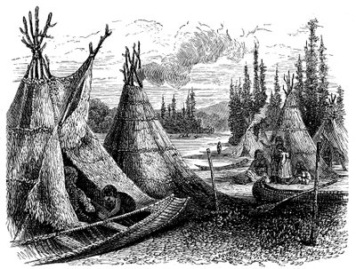 North American Cree Indian bosetning sommeren 1874 av Unbekannt