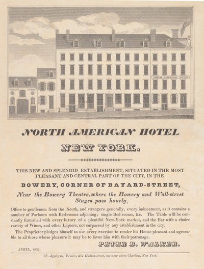 North American Hotel, New York, april 1832. av Unbekannt