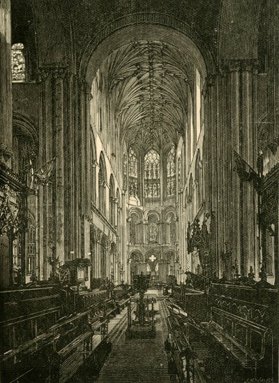 Norwich katedral. The Choir, Looking East, 1898. av Unbekannt