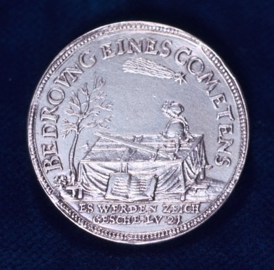 Forsiden av en medalje til minne om den strålende kometen i november 1618 av Unbekannt