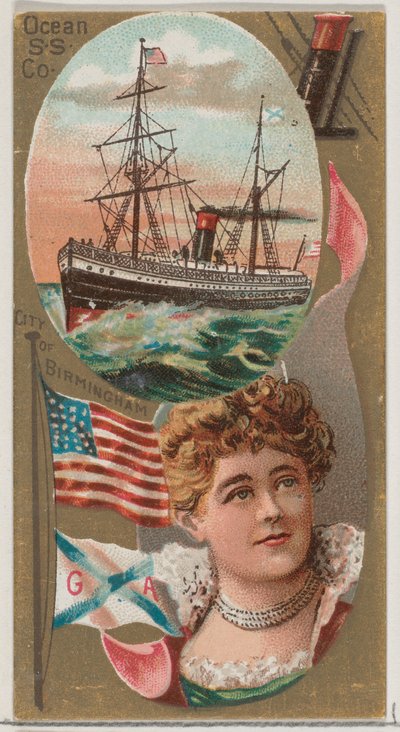 Ocean Steamship Company, fra Ocean and River Steamers-serien N83 for Duke brand cig..., 1887. av Unbekannt
