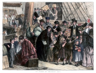 Om bord på emigrantskipet, 1871 av Unbekannt