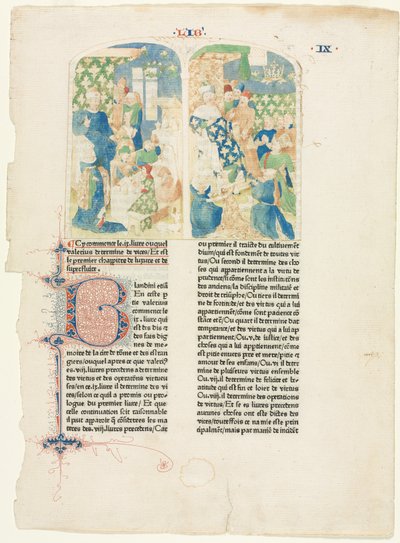 Åpningssiden av bok IX av Valerius Maximuss 1476 av Unbekannt