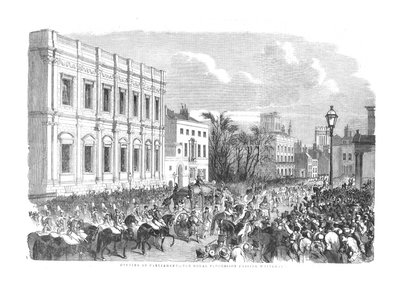 Åpning av parlamentet - The Royal Procession Passing Whitehall., 1854 av Unbekannt