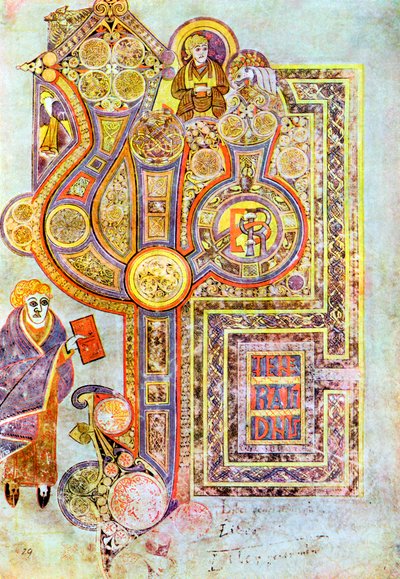 Åpningsord fra St Matthews Evangelium Liber Generationes, fra The Book of Kells, c800 av Unbekannt