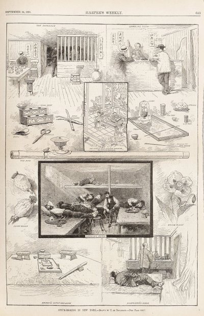 Opiumsrøyking i New York Fra Harpers Weekly, 24. september 1881, 1881 av Unbekannt