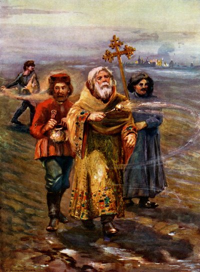 Ortodoks prest velsigner jorden, Russland av Unbekannt