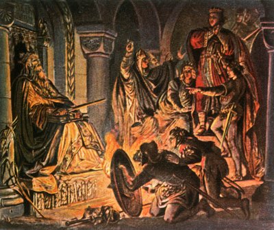 Otto III besøker graven til Karl den Store, 1000 e.Kr., 1936. av Unbekannt