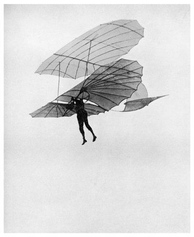 Otto Lilienthal foretar en av sine siste flyvninger, 1896 1956 av Unbekannt