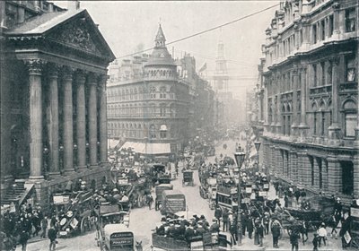 Utenfor Mansion House, City of London, 9 AM, c1901 1901 av Unbekannt